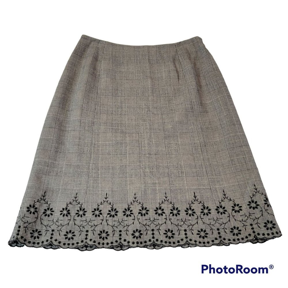 Vintage Harold's Women's Black & White Houndstooth Skirt Size 6 EUC